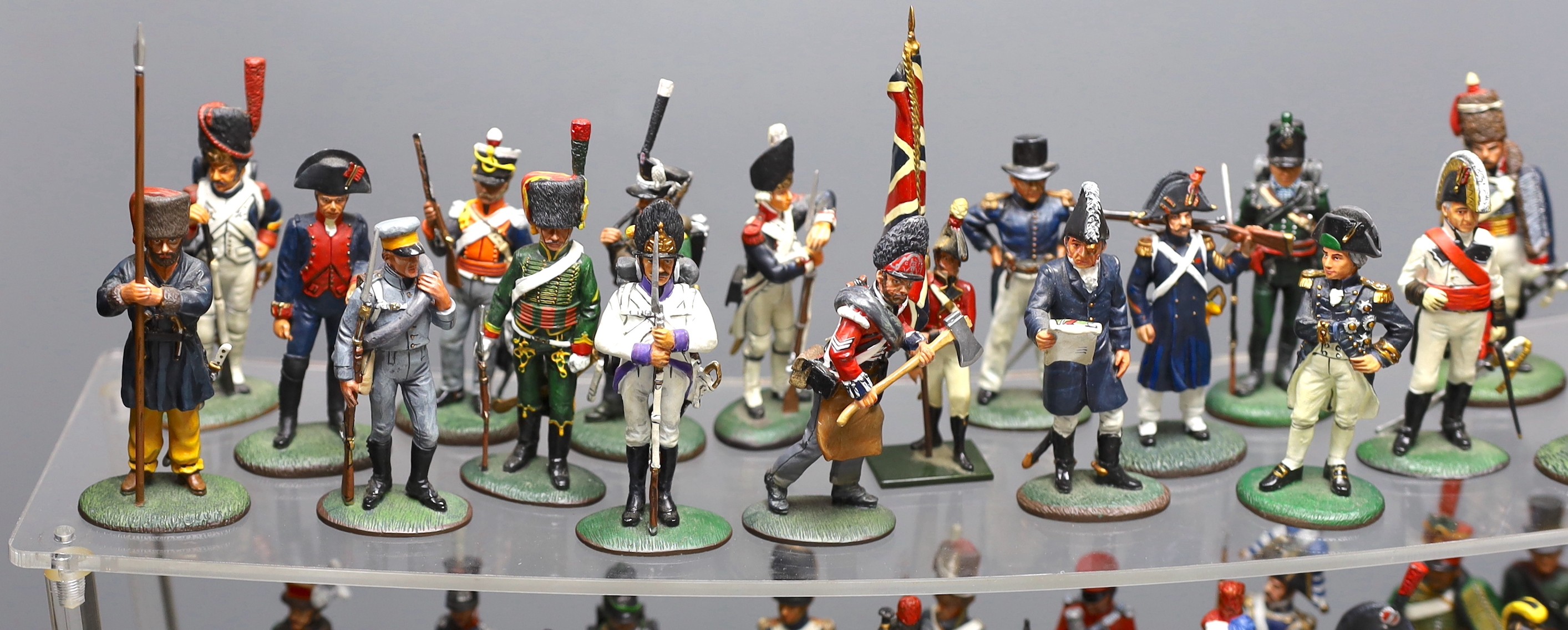 Duke of Wellington and Napoleonic war interest – A group of painted lead figures of soldiers by Delprado, Oryon, etc. composition models